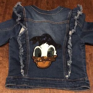 Monnalisa girls Donald Duck sequin/denim jacket, size 9!